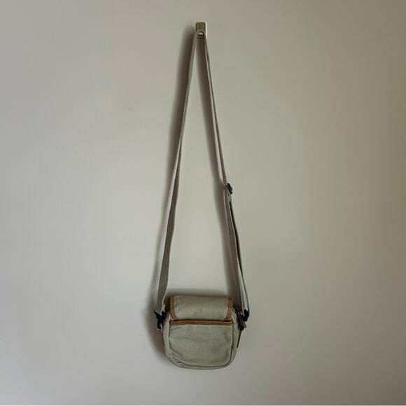 Vintage L.L. Bean Khaki Canvas Leather Small Messenger Crossbody Bag Purse 6x6” - Picture 9 of 12